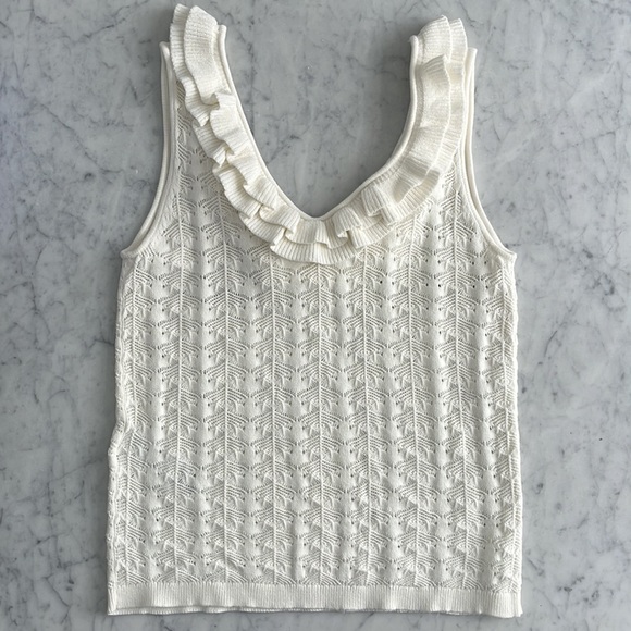 Maje Ruffle Pointelle Knit Tank - Picture 9 of 12